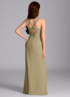 Azazie Mero Junior Moss Green Mermaid Pleated Chiffon Dress image2