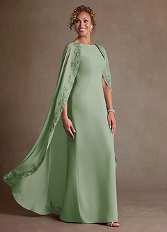 Azazie Artemisia Mother of the Bride Dresses Dusty Sage Sheath Lace Chiffon Dress image2