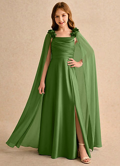Azazie Rosita Girls Formal Flower Girl Klänningar Klä A-Line i Stretch Satin Plisserad image1