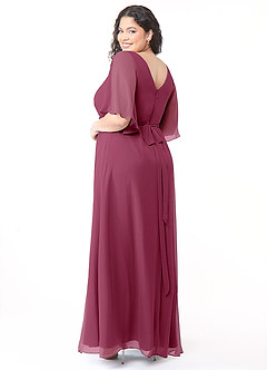 Azazie Cierra Bridesmaid Dresses Mulberry A-Line V-Neck Chiffon Dress image12
