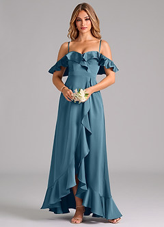 Azazie Lyra Bridesmaid Dresses Bermuda A-Line Off the Shoulder Stretch Satin Convertible Dress image5