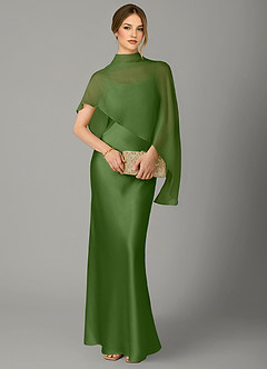 Azazie Jaleesa Bridesmaid Dresses Basil A-Line High Neck Stretch Satin Dress image5