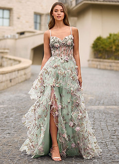 Elara Pink 3D Floral Prom Dress image6