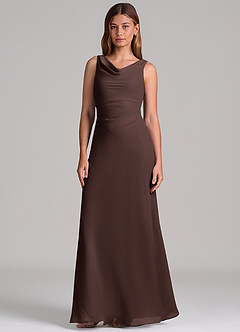 Azazie Nerine Brudtärnklänningar Klä av A-Linje i Chiffong Plisserad Ganache image4