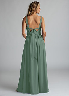 Azazie Aziza Bridesmaid Dresses Eucalyptus A-Line V-Neck Pleated Chiffon Dress image4