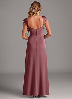 Azazie Laila Robes de demoiselle d'honneur Robe Trapèze en Satin extensible Plissée Améthyste image2