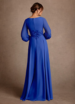 Azazie Yorba Mother of the Bride Dresses Royal Blue A-Line Lace Chiffon Dress image3