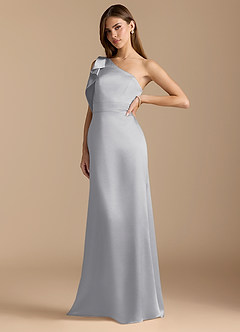 Azazie Rinna Robes de demoiselle d'honneur Robe Sirène en Satiné métallisé Rayé Argent image4