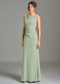Azazie Kieryn Bridesmaid Dresses Dusty Sage Mermaid Pleated Chiffon Dress image3