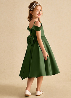 Azazie Favia Jurken voor bloemenmeisjes A-Lijn Jurk van Mat Satijn Off the Shoulder Olijf image3