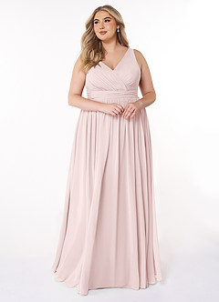 Azazie Kora Bridesmaid Dresses Blushing Pink A-Line Pleated Chiffon Dress image10