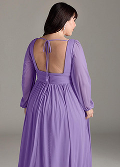 Azazie Norah Bridesmaid Dresses Tahiti A-Line V-Neck Long Sleeve Chiffon Dress image13