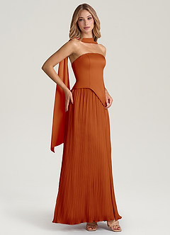 Azazie Tierney Bridesmaid Dresses Paprika A-Line Strapless Chiffon Convertible Dress image7