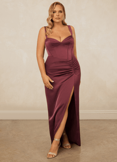 Christian Siriano Bridal for Azazie 1017 Bridesmaid Dresses Merlot Sheath Sweetheart Neckline Stretch Satin Dress image9
