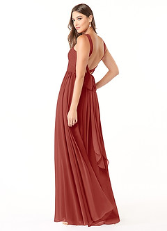 Azazie Dionne Brautjungfernkleider A-Linie Korsett Chiffon Kleid Terrakotta image5