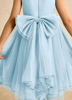 Azazie Lass Robe Demoiselle D'honneur Fillette Robe Trapèze en Tulle Arc Bleu Ciel image6