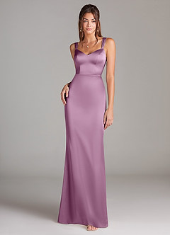 Azazie Denice Robes de demoiselle d'honneur Robe Fourreau en Satin extensible Plissée Glycine image3