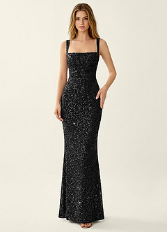 Amarante Noir Robe de cérémonie à sequins et laçage au dos image4