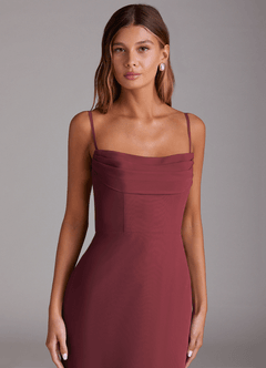 Azazie Saige Brautjungfernkleider Wandelbar A-Linie Schulterfrei Chiffon Kleid Merlot image2