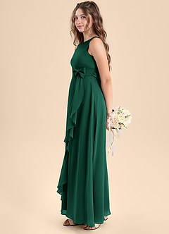 Azazie Lilenne Junior Emerald A-Line Bow Chiffon Dress image4