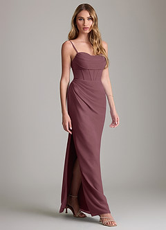 Azazie Mai Bridesmaid Dresses Sangria Sheath Pleated Chiffon Dress image3