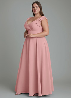 Azazie Leilani Bridesmaid Dresses Dusty Rose A-Line Pleated Chiffon Dress image9