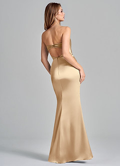 Azazie Olea 신부 들러리 드레스 인어 스트랩리스 스트레치 새틴 바닥 길이 드레스 image5