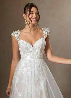 Azazie Moonstone Wedding Dresses Diamond White A-Line Sweetheart Sequins Tulle Dress image3