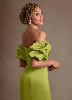 Azazie Redding Suknie dla Matki Panny Młodej Osłona Marszczony Satyna elastyczna Długość podłogi Sukienka image7