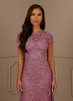 Azazie Laurie Mother of the Bride Dresses Vintage Mauve Mermaid Scoop Sequins Tulle Dress image7