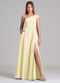 Azazie Melanie Brudtärnklänningar Klä av A-Linje i Chiffong Av axeln Citronsorbet image1