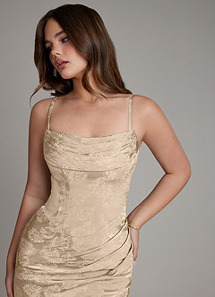 Azazie Electra Brautjungfernkleider Meerjungfrau-Linie Korsett Blumen-Jacquard Kleid Taupe Jacquard image3