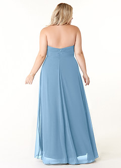 Azazie Tessie Bridesmaid Dresses Steel Blue A-Line V-Neck Pleated Chiffon Dress image7