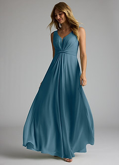 Azazie Gina Bridesmaid Dresses Bermuda A-Line V-Neck Pleated Chiffon Dress image2