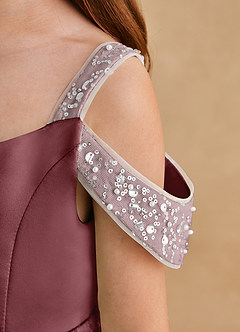 Azazie Jodi Flower Girl Dresses Desert Rose A-Line Matte Satin Dress image6