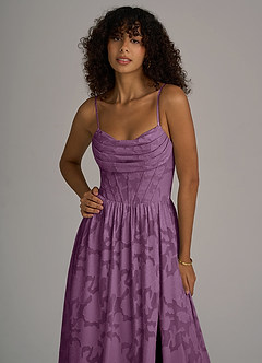 Azazie Lettie Bridesmaid Dresses Wisteria A-Line Corset Floral Burnout Dress image2