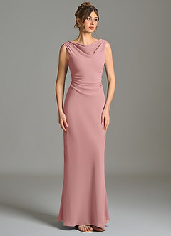 Azazie Kieryn Bridesmaid Dresses Dusty Rose Mermaid Pleated Chiffon Dress image5
