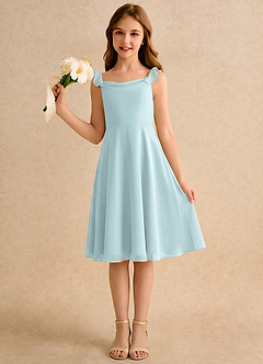 Azazie Pup Flower Girl Dresses Mist A-Line Pleated Chiffon Dress image1