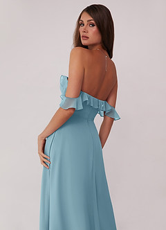 Barbie ♥ Azazie Bridesmaid Dresses Moody Blue A-Line Off the Shoulder Chiffon Convertible Dress image5