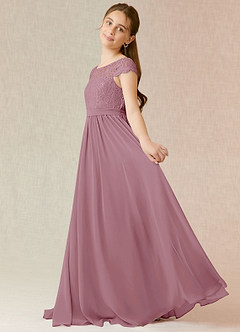 Azazie Silvermist Junior Vintage Mauve A-Line Pleated Chiffon Dress image5