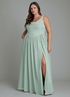 Azazie Novi Bridesmaid Dresses Agave A-Line Pleated Chiffon Dress image7