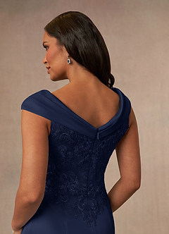 Azazie Calathea Mother of the Bride Dresses Dark Navy A-Line Lace Dress image4