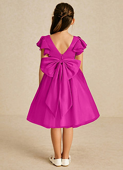 Azazie Kaeya Flower Girl Dresses Fuchsia A-Line Bow Tulle Dress image1