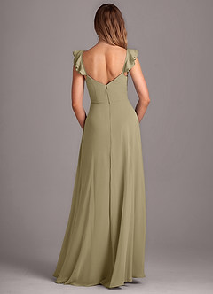 Azazie Kaylyn Robes de demoiselle d'honneur Robe Trapèze en Mousseline de soie Rayé Vert Mousse image5