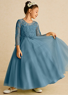 Azazie Precious Flower Girl Dresses Bermuda A-Line Lace Tulle Dress image2