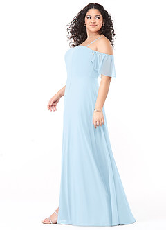 Azazie Sue Brautjungfernkleider Wandelbar A-Linie Schulterfrei Chiffon Kleid Himmelblau image9