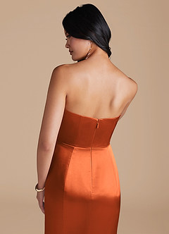Azazie Aura Bridesmaid Dresses Burnt Orange Mermaid Metallic Satin Convertible Dress image6