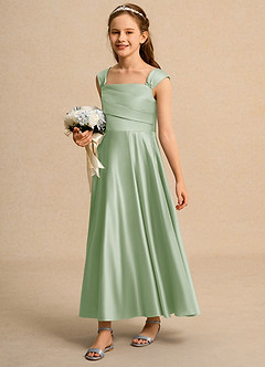 Azazie Bundle Junior Formal Flower Girl Klänningar Klä A-Line i Matt satäng Plisserad image5