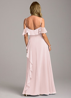Azazie Aubrie Bridesmaid Dresses Blushing Pink A-Line Off the Shoulder Chiffon Dress image6