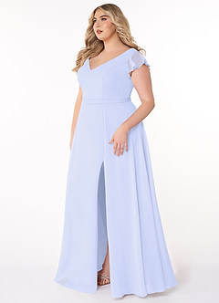 Azazie Claudine Bridesmaid Dresses Lavender A-Line Flutter Sleeve Chiffon Dress image9